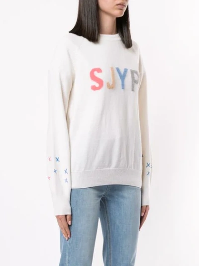 Shop Sjyp Logo Intarsia Jumper In White