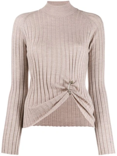 Shop Act N°1 Ring-detail Ribbed Wool Sweater In Neutrals