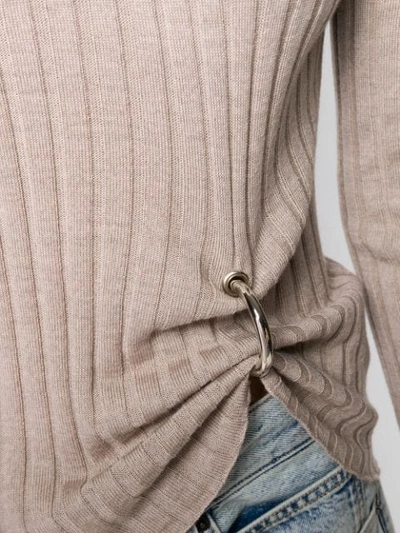 Shop Act N°1 Ring-detail Ribbed Wool Sweater In Neutrals