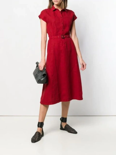 Shop Aspesi Belted Shirt Dress In Red