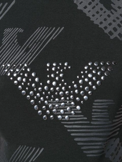 Shop Emporio Armani Printed & Studded Logo T-shirt - Black