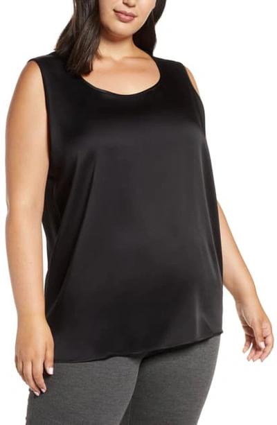 Shop Marina Rinaldi Detachable Sleeves Satin Top In Black