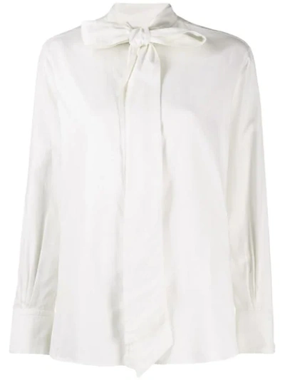 Shop Holland & Holland Bow Detail Shirt In White