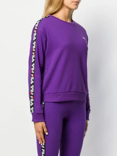 Shop Fila Tivka Logo Tape Sweatshirt In Purple