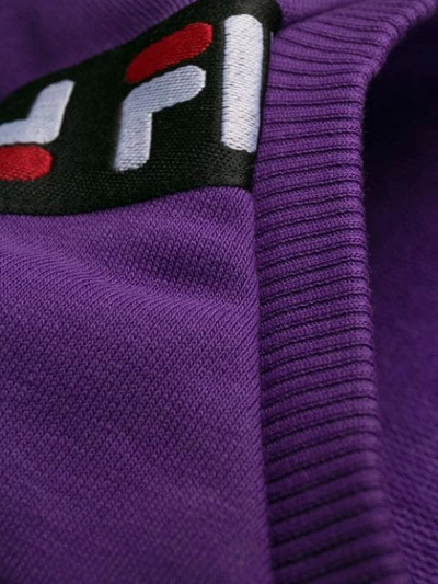 Shop Fila Tivka Logo Tape Sweatshirt In Purple