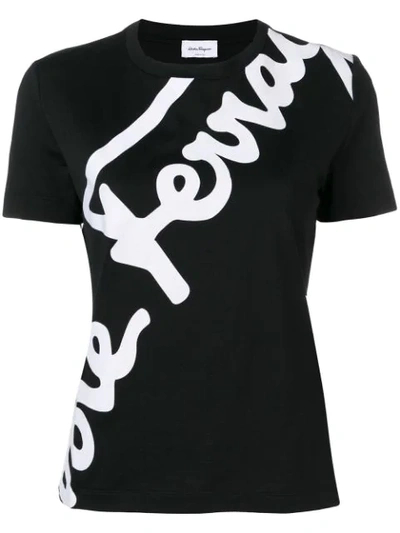 Shop Ferragamo Logo Print T-shirt In Black