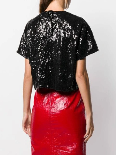 Shop N°21 Cropped Sequinned T-shirt In Black