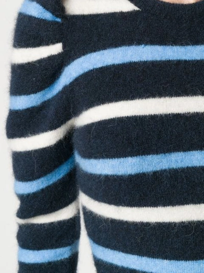Shop Derek Lam 10 Crosby Striped Puff Sleeve Sweater In Blue