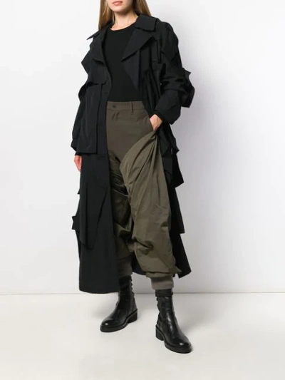 Shop Yohji Yamamoto Stitched Panel Coat In Black