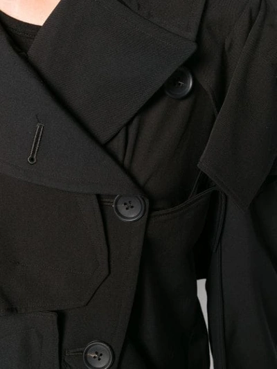 Shop Yohji Yamamoto Stitched Panel Coat In Black