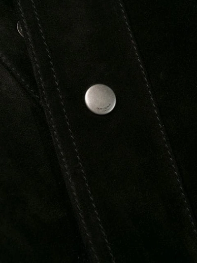 Shop Saint Laurent Snap Fastening Fringed Jacket In Black