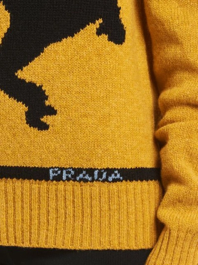 Shop Prada Monkey Intarsia Cashmere Jumper In Yellow