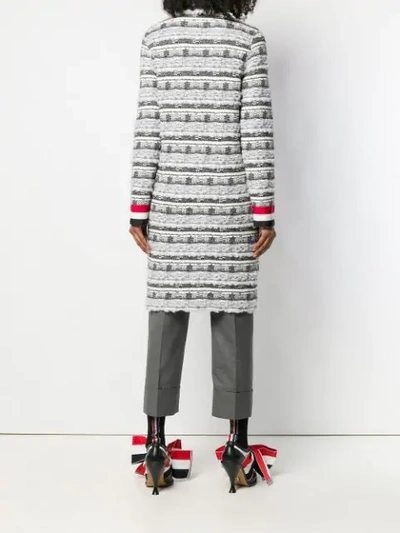 Shop Thom Browne Check Tweed Yarn Long Jacket In 982 Tonal Grey