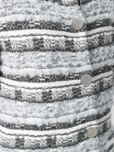 Shop Thom Browne Check Tweed Yarn Long Jacket In 982 Tonal Grey