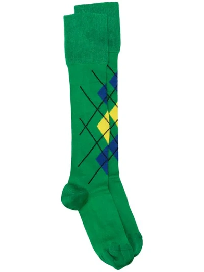 Shop Versace Argyle High Socks - Green