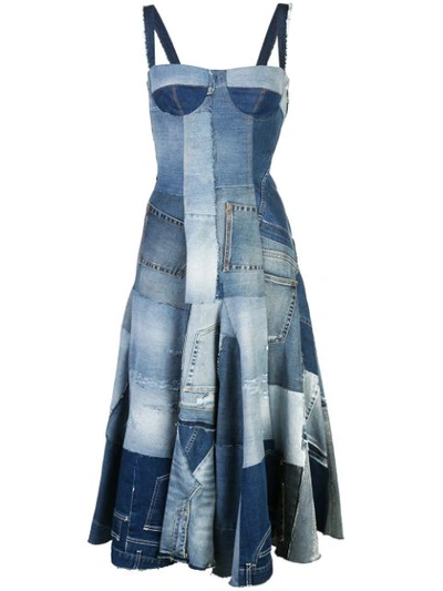 Shop Dolce & Gabbana Patch Detail Dress In Blue