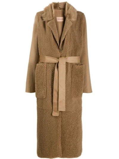 Shop Yves Salomon Long Textured Coat In Neutrals