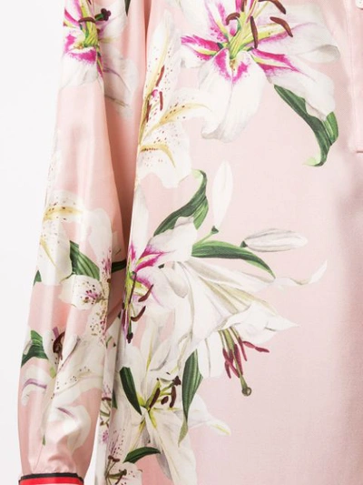 Shop Dolce & Gabbana Lily Print Asymmetric Dress In Pink