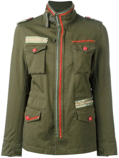 Shop History Repeats Embellished Military Jacket In Green