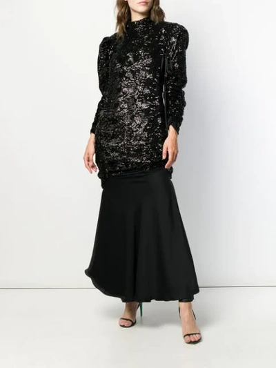 Shop Almaz Sequin Contrast Dress In Black