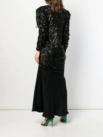 Shop Almaz Sequin Contrast Dress In Black