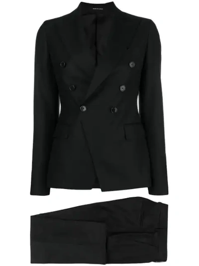 Shop Tagliatore Double Breasted Suit - Black