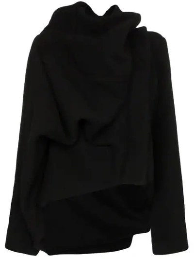 Shop Rick Owens Asymmetric Draped Jacket In Black