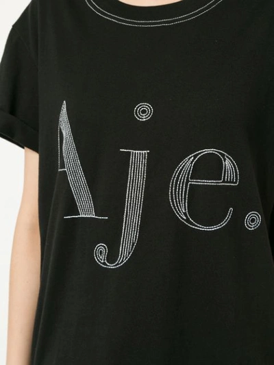Shop Aje Contrast Stitched Logo T-shirt - Black