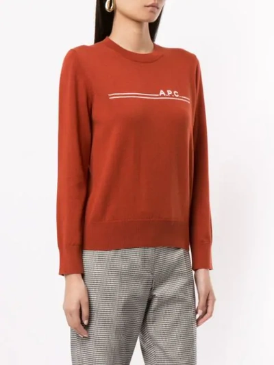 Shop Apc Eponymous Logo Jumper In Brown