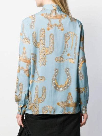 Shop Versace Baroque Print Shirt In Blue