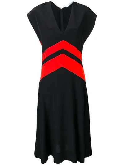 Shop Givenchy Colour-block Flared Dress In 009 Black / Red