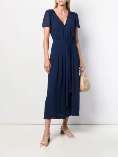 Shop Michael Michael Kors Short-sleeved Cropped Jumpsuit In Blue