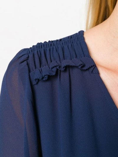 Shop Michael Michael Kors Short-sleeved Cropped Jumpsuit In Blue