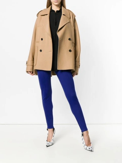 Shop Valentino Double Breasted Coat In Neutrals