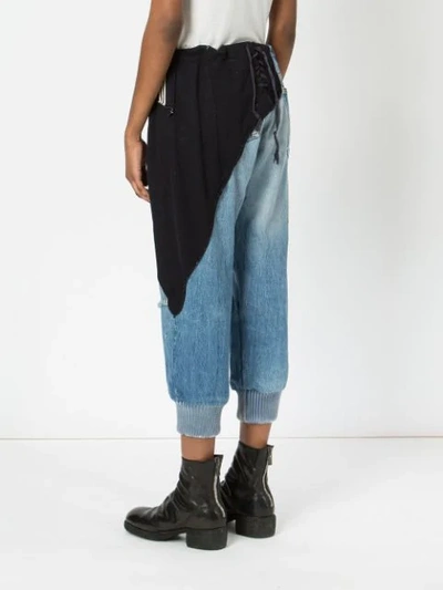 GREG LAUREN TWO-TONE CROPPED JEANS - 蓝色