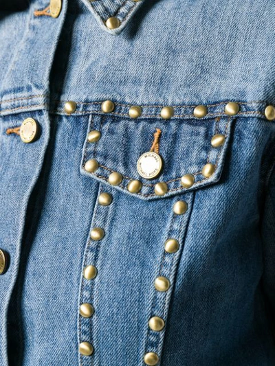 Shop Michael Michael Kors Studded Denim Jacket In Blue