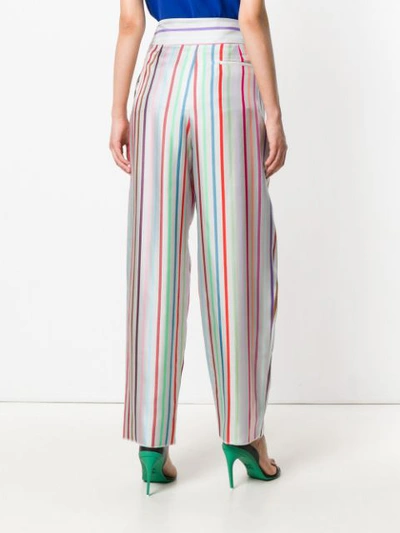 Shop Emporio Armani Striped Printed Loose Trousers - Multicolour