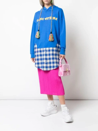 Shop Mira Mikati Oversized Come With Me Hoodie In Blue