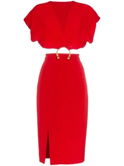 Shop Haney Kerr Cut-out Dress - Red