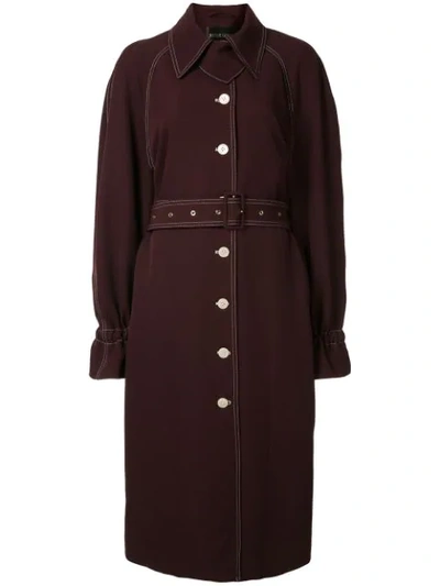 Shop Stine Goya Contrast Stitching Trench Coat In Red