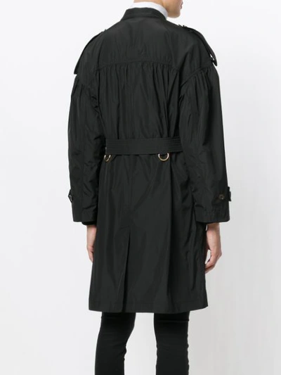 Shop Burberry Lightweight Ruched Coat In Black