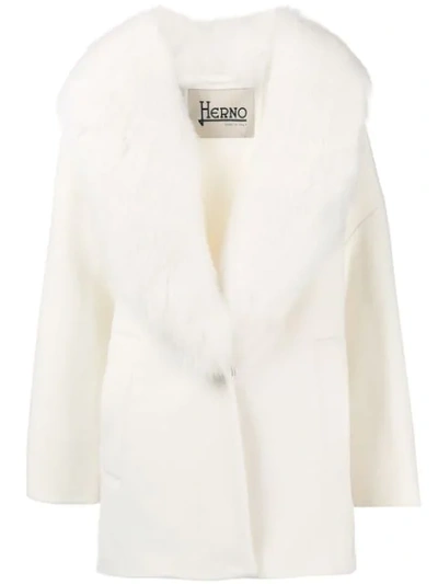 Shop Herno Fur Coat - White