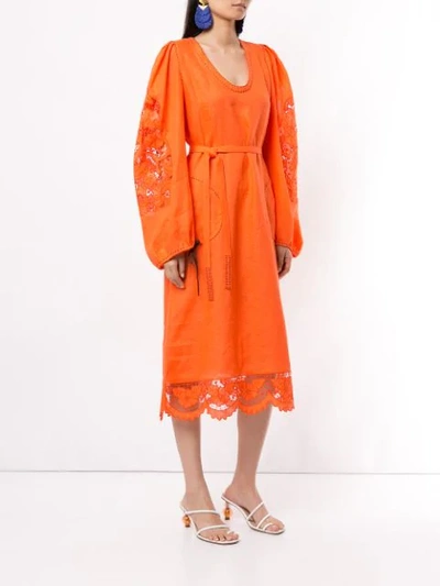 Shop Vita Kin Lace-detail Midi Dress In Orange