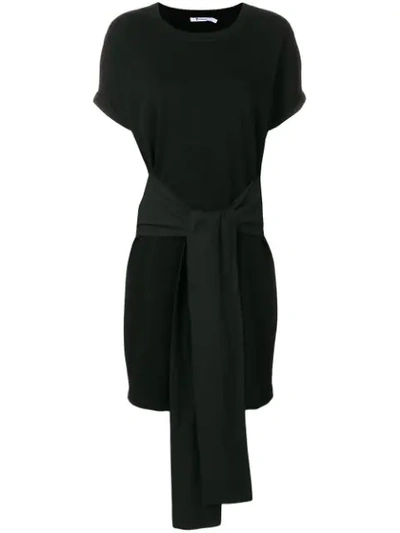Shop Alexander Wang Tie Waist Mini T-shirt Dress - Black