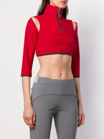 Shop A-cold-wall* Slit Shoulder Crop Top In Red