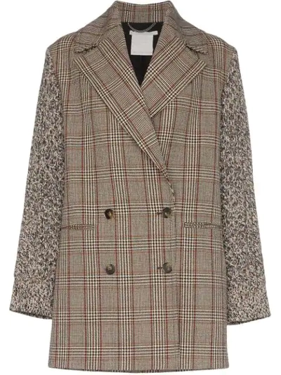 Shop Stella Mccartney Double-breasted Checked Coat In Brown