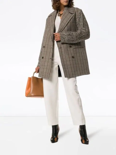 Stella Mccartney Double-breasted Checked Coat In Brown