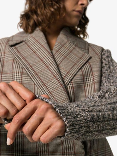 Shop Stella Mccartney Double-breasted Checked Coat In Brown