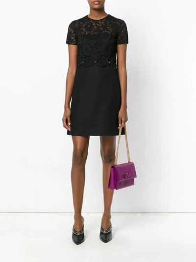 Shop Valentino Lace Panel Dress In Black