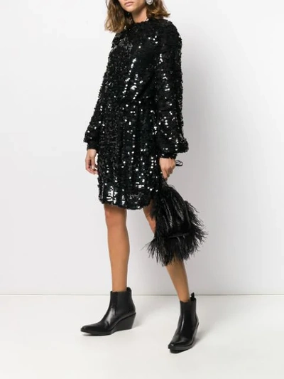 Shop Msgm Sequins Short Dress In Black